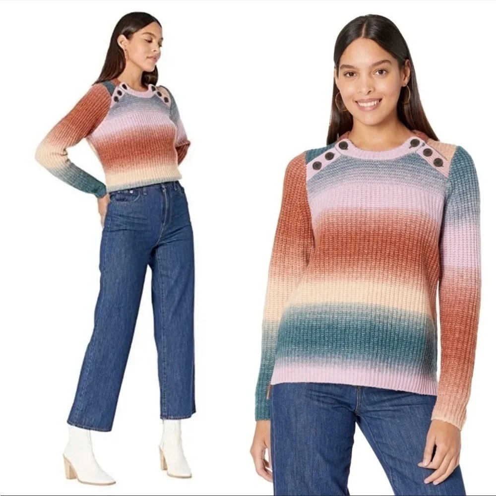 Madewell Fall 2021 Space-Dyed Button-Shoulder Pullover Sweater Small Wool Alpaca